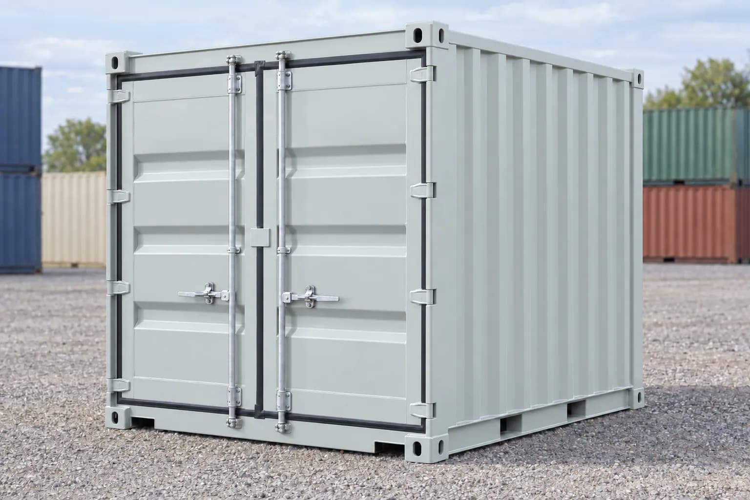 Deniz konteyneri 10 fit Dry, yeni açık gri RAL 7035